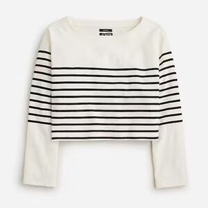 NWT J. Crew Boatneck Cropped Long Sleeve Mariner T-Shirt, Small